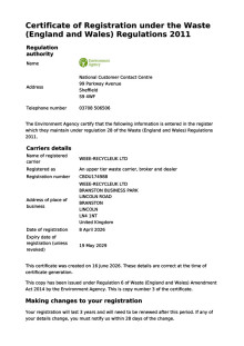 Waste Carriers Licence for WEEE-RecycleUK